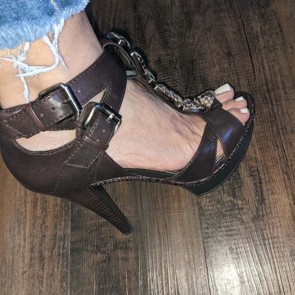 Platform Brown Heels - image 2